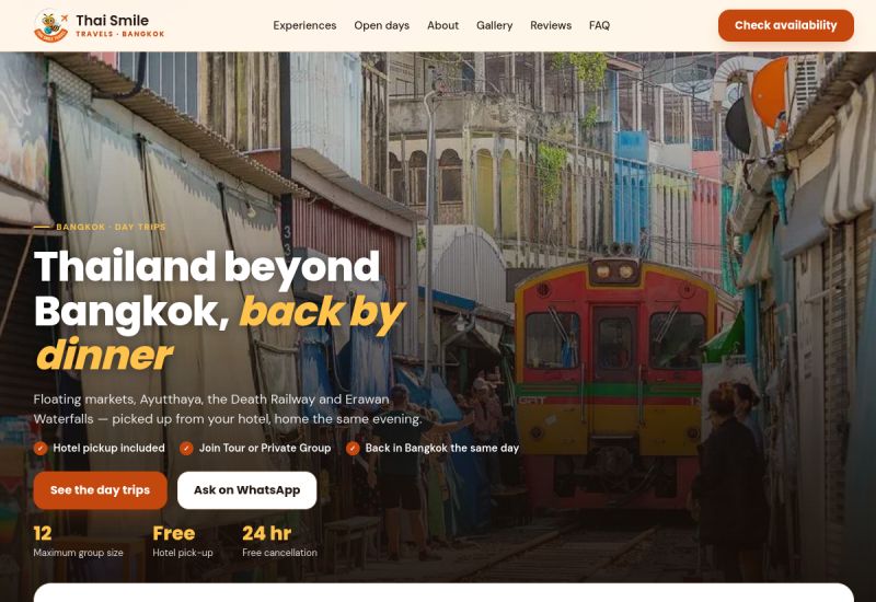 ภาพหน้าจอเว็บไซต์ Thai Smile Travel