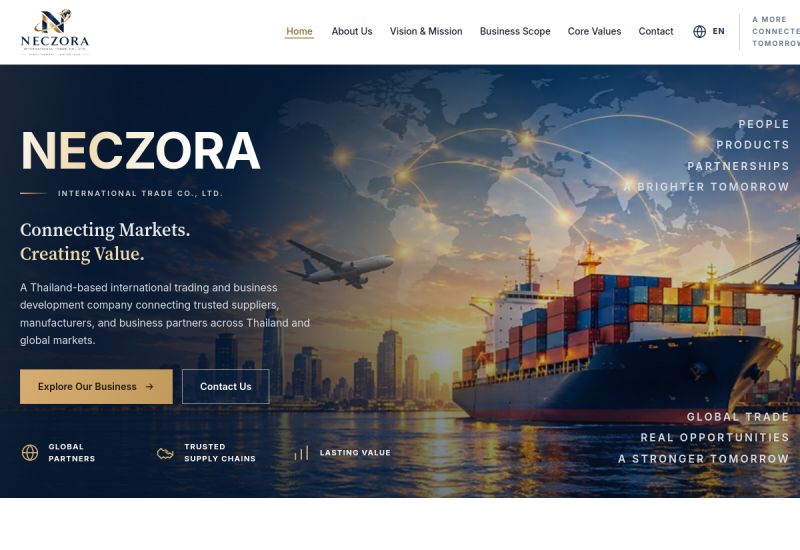 ภาพหน้าจอเว็บไซต์ NECZORA International Trade